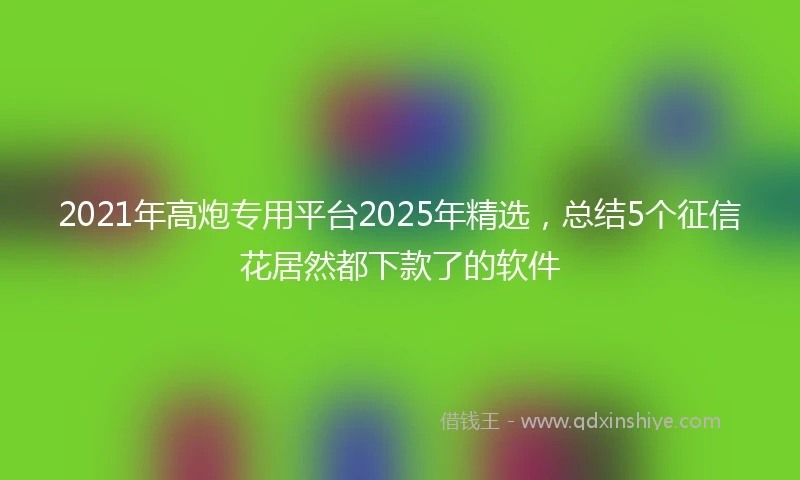 2021年高炮专用平台2025年精选，总结5个征信花居然都下款了的软件