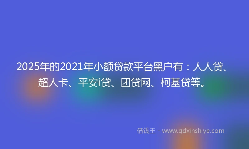 2025年的2021年小额贷款平台黑户有：人人贷、超人卡、平安i贷、团贷网、柯基贷等。