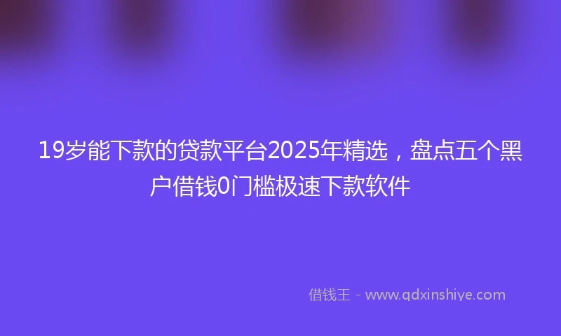 19岁能下款的贷款平台2025年精选，盘点五个黑户借钱0门槛极速下款软件