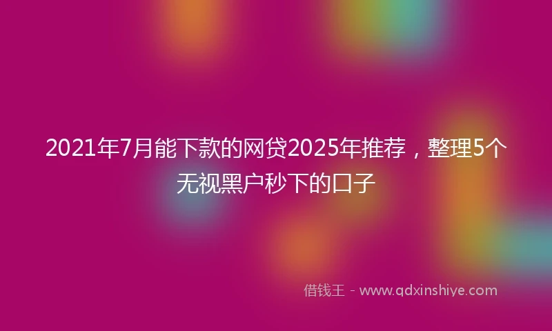 2021年7月能下款的网贷2025年推荐，整理5个无视黑户秒下的口子