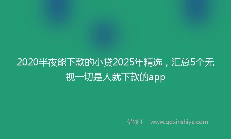 2020半夜能下款的小贷2025年精选，汇总5个无视一切是人就下款的app