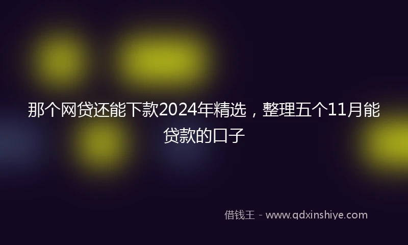 那个网贷还能下款2024年精选，整理五个11月能贷款的口子