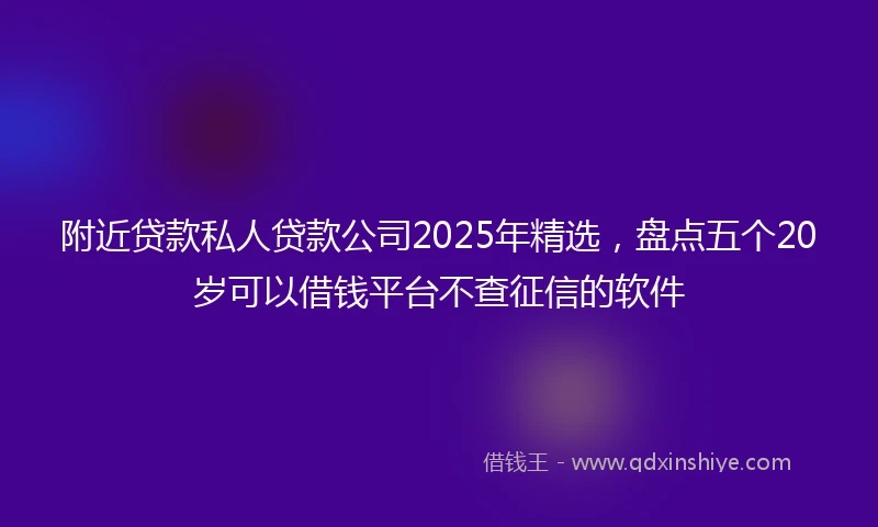 附近贷款私人贷款公司2025年精选，盘点五个20岁可以借钱平台不查征信的软件