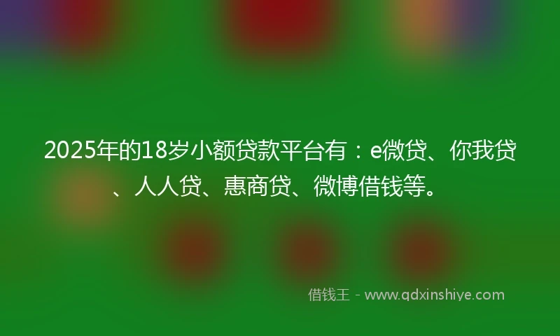 2025年的18岁小额贷款平台有：e微贷、你我贷、人人贷、惠商贷、微博借钱等。