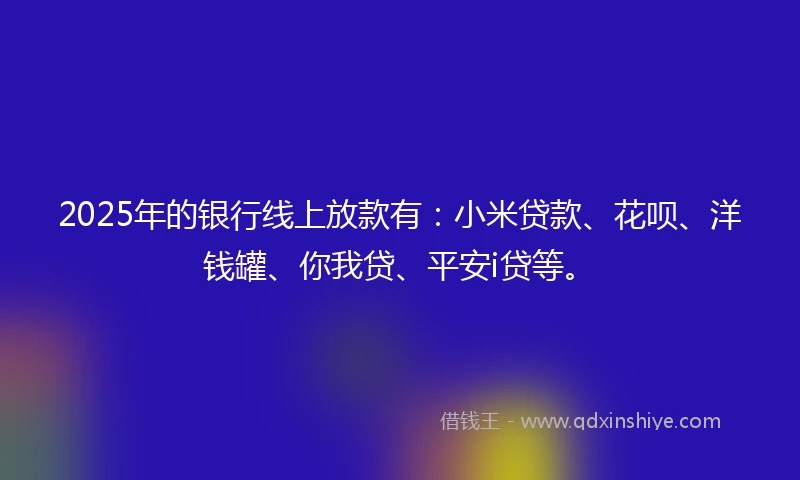 2025年的银行线上放款有：小米贷款、花呗、洋钱罐、你我贷、平安i贷等。