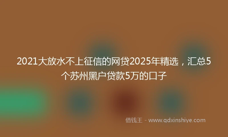 2021大放水不上征信的网贷2025年精选，汇总5个苏州黑户贷款5万的口子