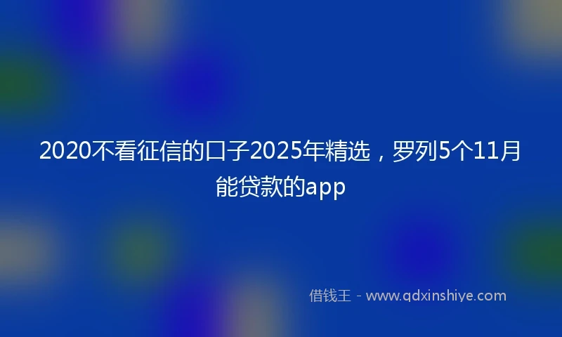 2020不看征信的口子2025年精选，罗列5个11月能贷款的app