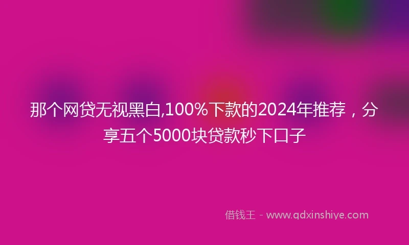 那个网贷无视黑白,100%下款的2024年推荐，分享五个5000块贷款秒下口子