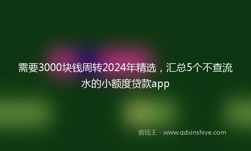 需要3000块钱周转2024年精选，汇总5个不查流水的小额度贷款app