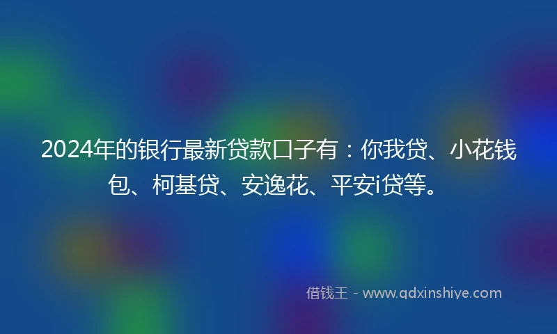 2024年的银行最新贷款口子有：你我贷、小花钱包、柯基贷、安逸花、平安i贷等。