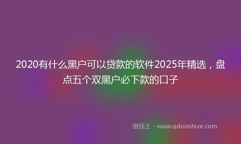 2020有什么黑户可以贷款的软件2025年精选，盘点五个双黑户必下款的口子