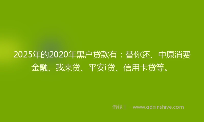 2025年的2020年黑户贷款有：替你还、中原消费金融、我来贷、平安i贷、信用卡贷等。