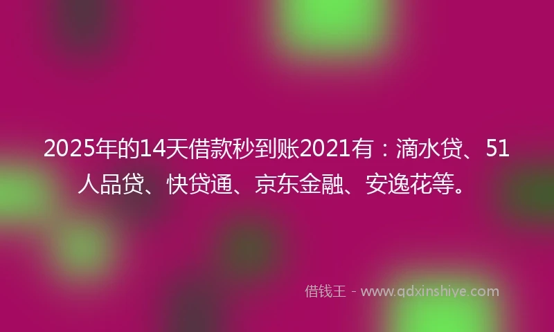 2025年的14天借款秒到账2021有：滴水贷、51人品贷、快贷通、京东金融、安逸花等。