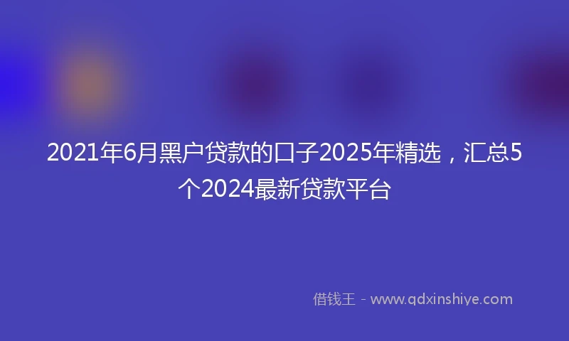 2021年6月黑户贷款的口子2025年精选，汇总5个2024最新贷款平台