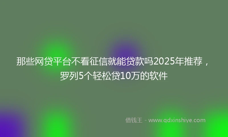 那些网贷平台不看征信就能贷款吗2025年推荐，罗列5个轻松贷10万的软件
