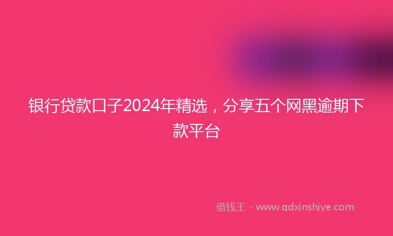 银行贷款口子2024年精选，分享五个网黑逾期下款平台