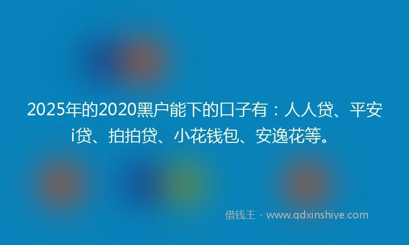 2025年的2020黑户能下的口子有：人人贷、平安i贷、拍拍贷、小花钱包、安逸花等。
