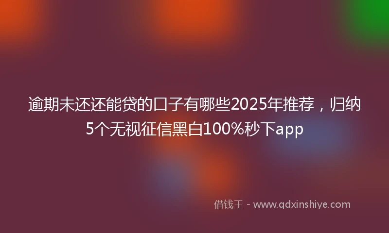 逾期未还还能贷的口子有哪些2025年推荐，归纳5个无视征信黑白100%秒下app