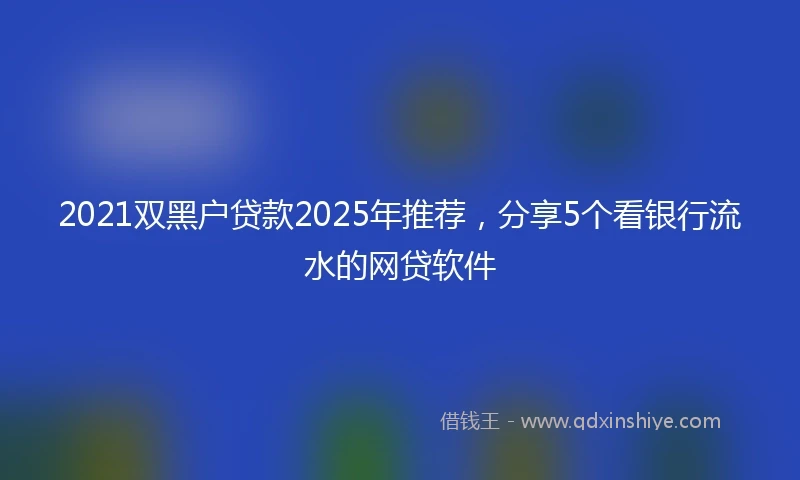 2021双黑户贷款2025年推荐，分享5个看银行流水的网贷软件