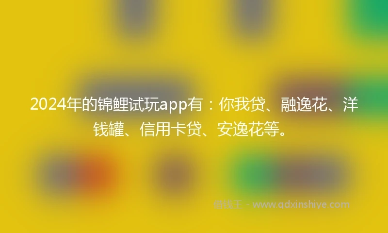 2024年的锦鲤试玩app有：你我贷、融逸花、洋钱罐、信用卡贷、安逸花等。