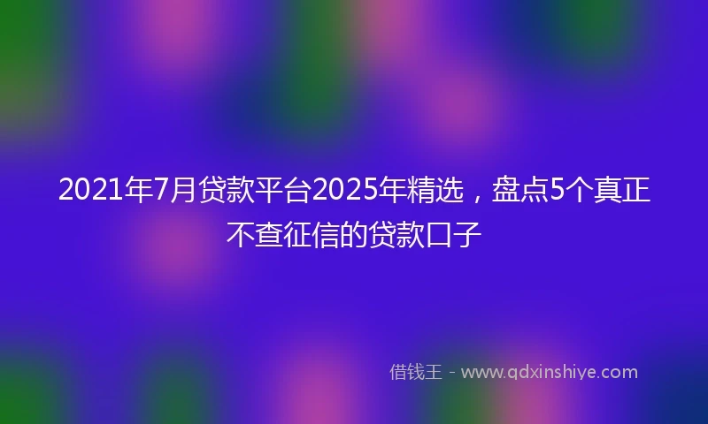 2021年7月贷款平台2025年精选，盘点5个真正不查征信的贷款口子