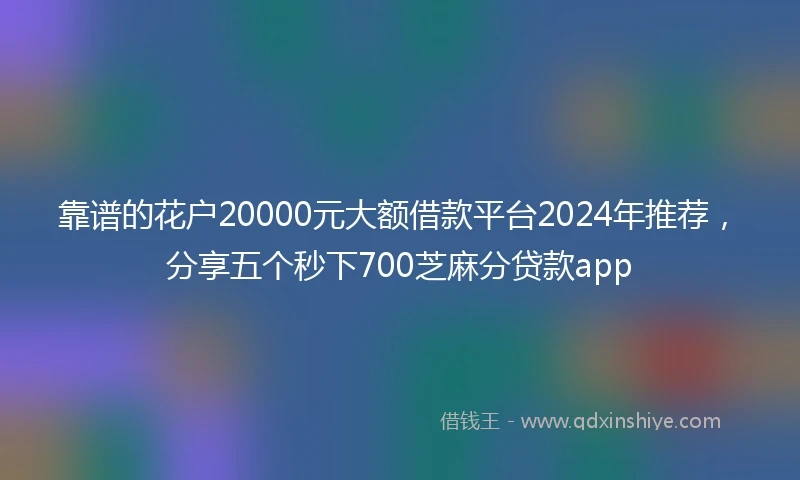 靠谱的花户20000元大额借款平台2024年推荐，分享五个秒下700芝麻分贷款app