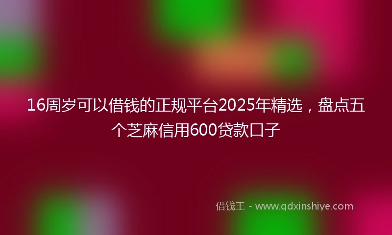 16周岁可以借钱的正规平台2025年精选，盘点五个芝麻信用600贷款口子