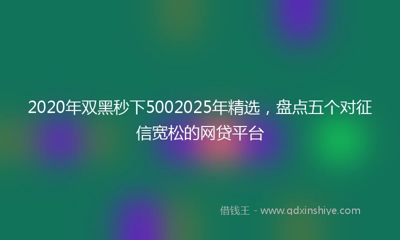 2020年双黑秒下5002025年精选，盘点五个对征信宽松的网贷平台