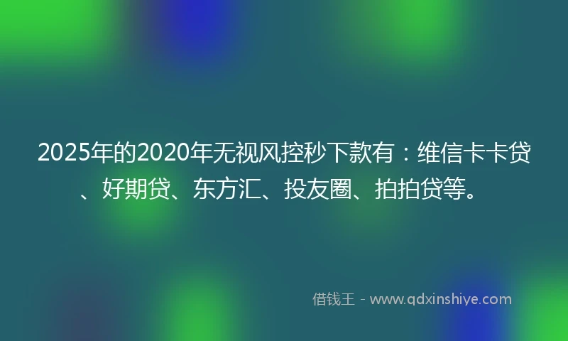2025年的2020年无视风控秒下款有：维信卡卡贷、好期贷、东方汇、投友圈、拍拍贷等。