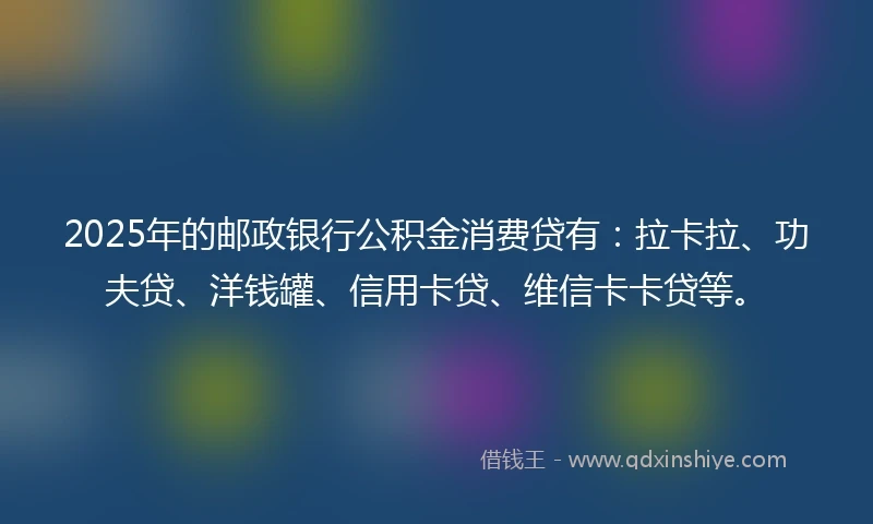 2025年的邮政银行公积金消费贷有：拉卡拉、功夫贷、洋钱罐、信用卡贷、维信卡卡贷等。
