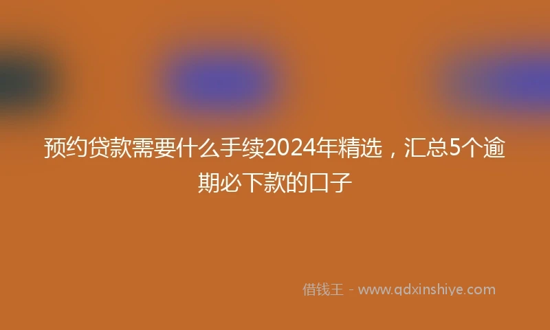 预约贷款需要什么手续2024年精选，汇总5个逾期必下款的口子