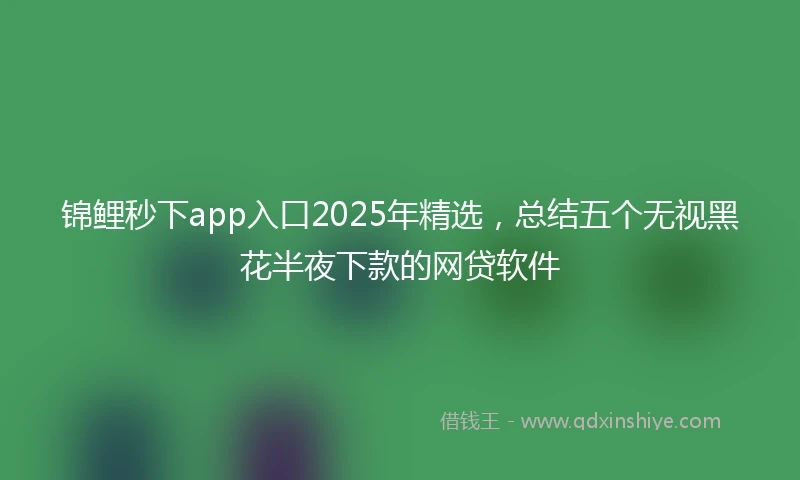 锦鲤秒下app入口2025年精选，总结五个无视黑花半夜下款的网贷软件