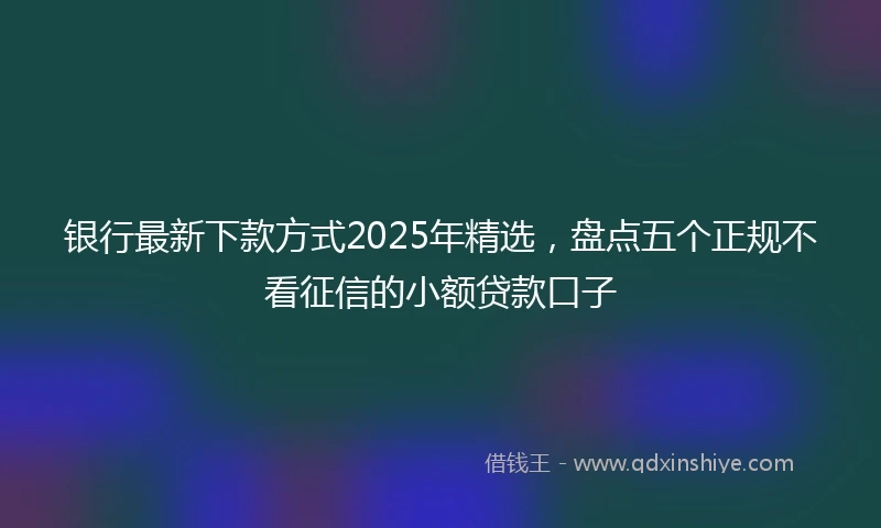 银行最新下款方式2025年精选，盘点五个正规不看征信的小额贷款口子