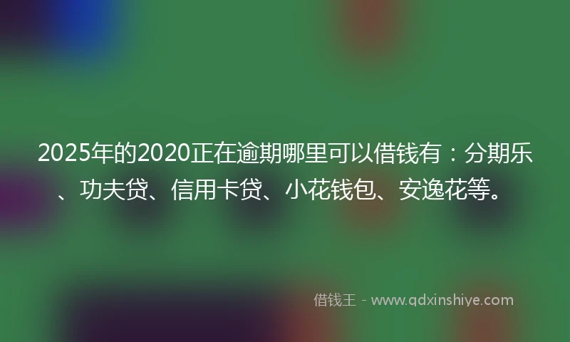 2025年的2020正在逾期哪里可以借钱有：分期乐、功夫贷、信用卡贷、小花钱包、安逸花等。