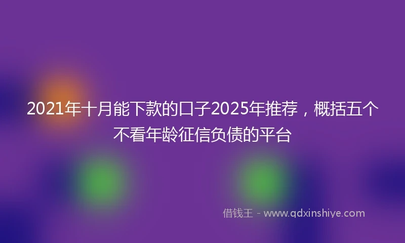 2021年十月能下款的口子2025年推荐，概括五个不看年龄征信负债的平台
