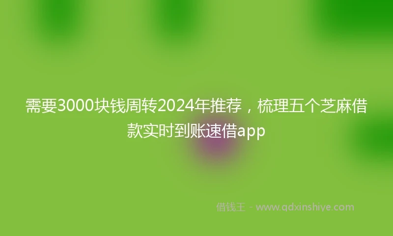 需要3000块钱周转2024年推荐，梳理五个芝麻借款实时到账速借app