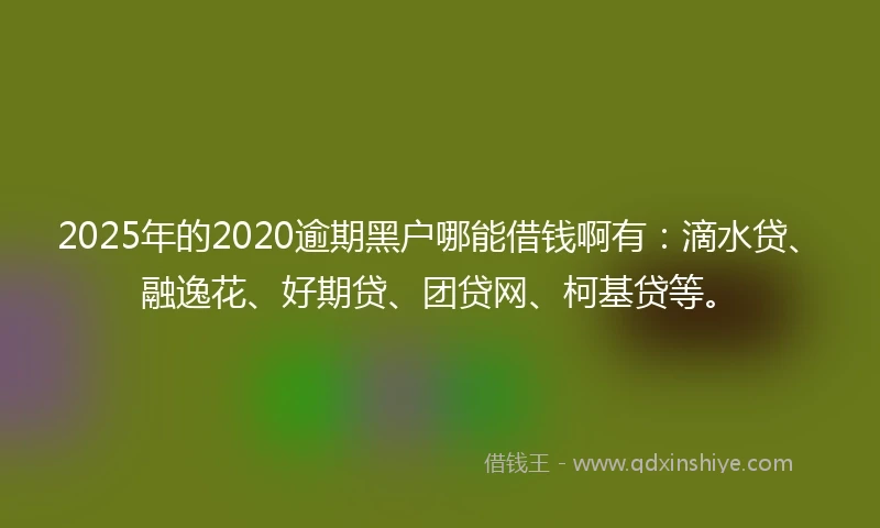 2025年的2020逾期黑户哪能借钱啊有：滴水贷、融逸花、好期贷、团贷网、柯基贷等。