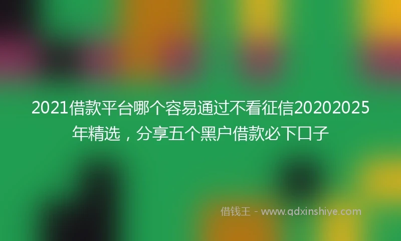 2021借款平台哪个容易通过不看征信20202025年精选，分享五个黑户借款必下口子