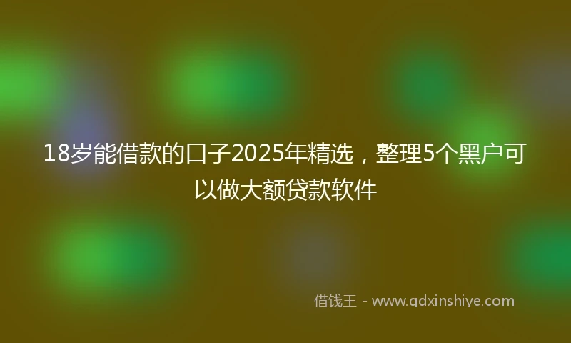 18岁能借款的口子2025年精选，整理5个黑户可以做大额贷款软件