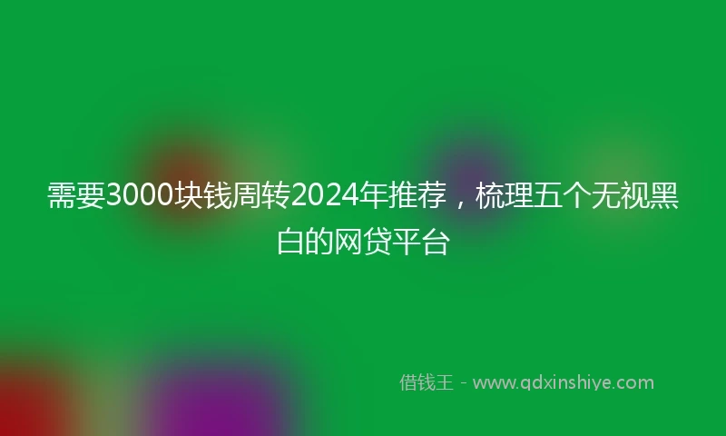 需要3000块钱周转2024年推荐，梳理五个无视黑白的网贷平台