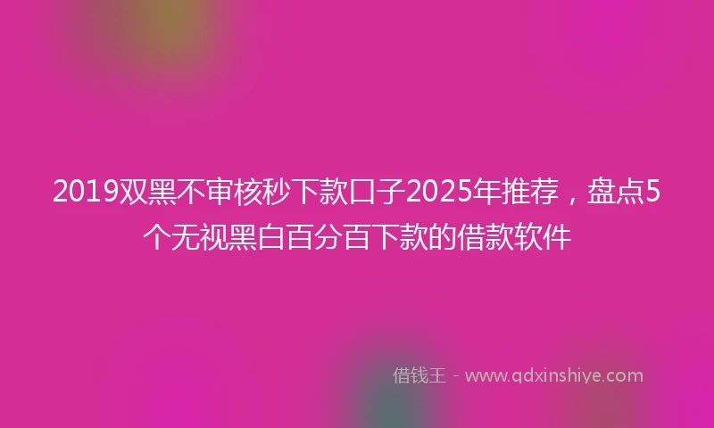 2019双黑不审核秒下款口子2025年推荐，盘点5个无视黑白百分百下款的借款软件