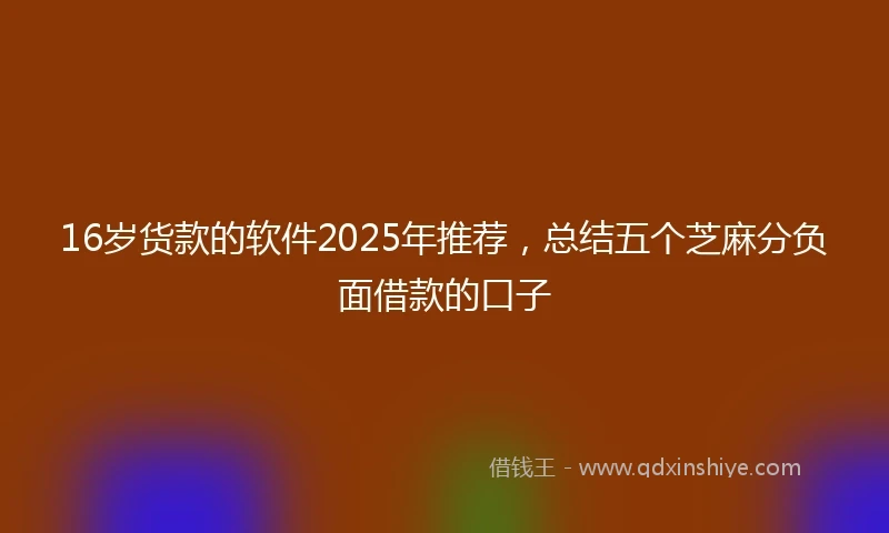 16岁货款的软件2025年推荐，总结五个芝麻分负面借款的口子