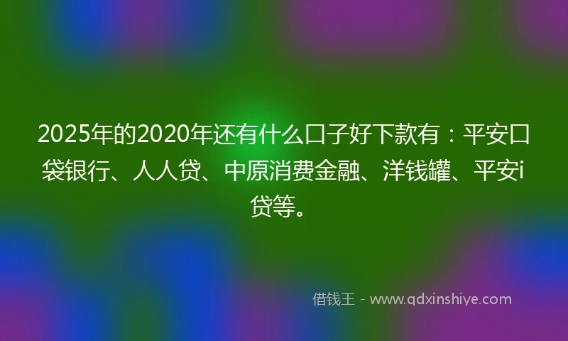 2025年的2020年还有什么口子好下款有：平安口袋银行、人人贷、中原消费金融、洋钱罐、平安i贷等。
