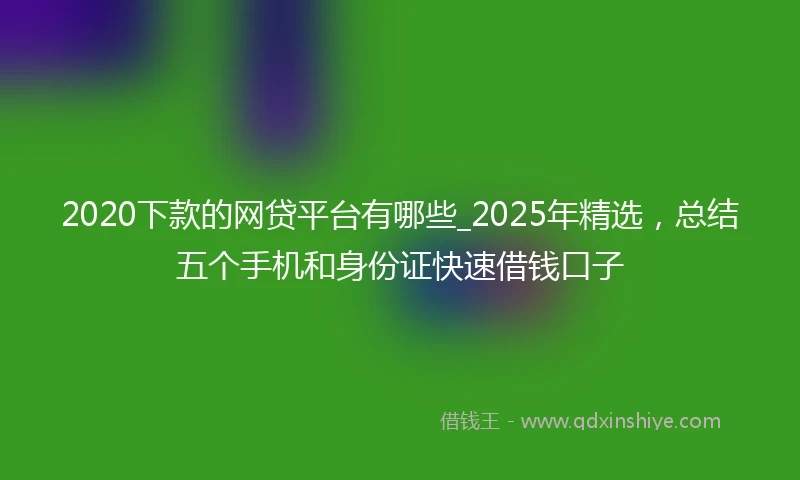 2020下款的网贷平台有哪些_2025年精选，总结五个手机和身份证快速借钱口子