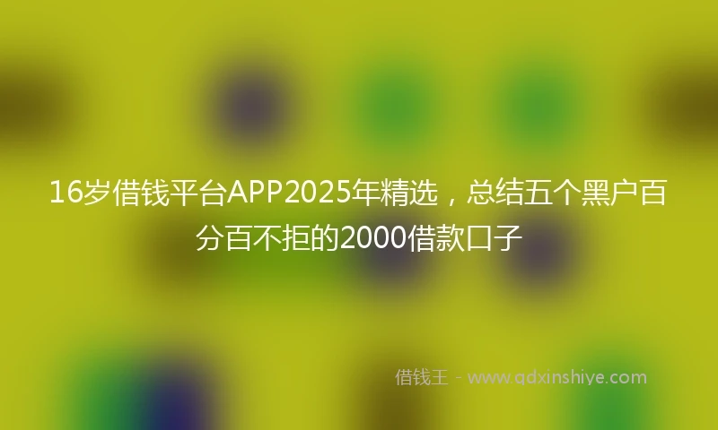 16岁借钱平台APP2025年精选，总结五个黑户百分百不拒的2000借款口子