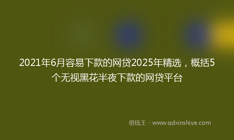 2021年6月容易下款的网贷2025年精选，概括5个无视黑花半夜下款的网贷平台