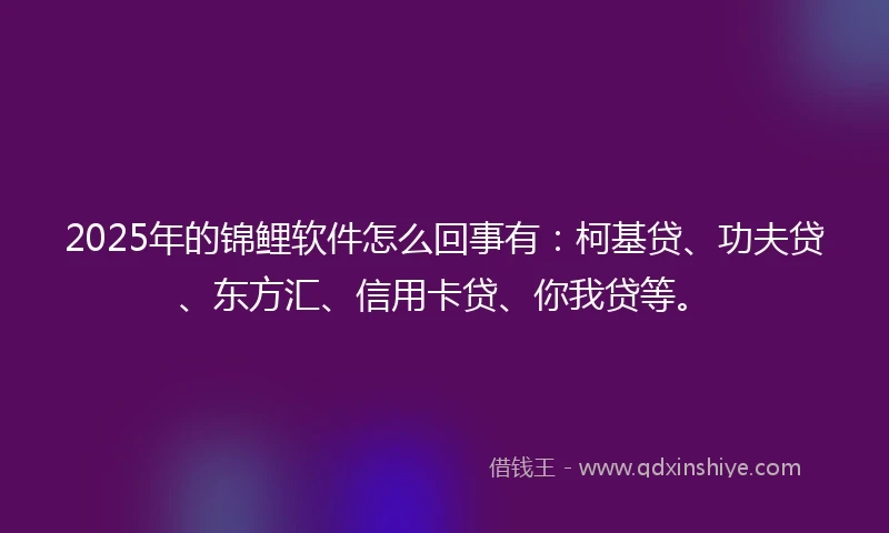 2025年的锦鲤软件怎么回事有：柯基贷、功夫贷、东方汇、信用卡贷、你我贷等。