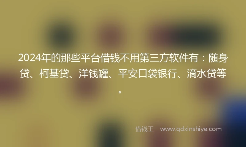 2024年的那些平台借钱不用第三方软件有：随身贷、柯基贷、洋钱罐、平安口袋银行、滴水贷等。