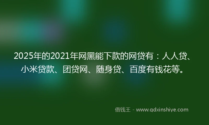 2025年的2021年网黑能下款的网贷有：人人贷、小米贷款、团贷网、随身贷、百度有钱花等。