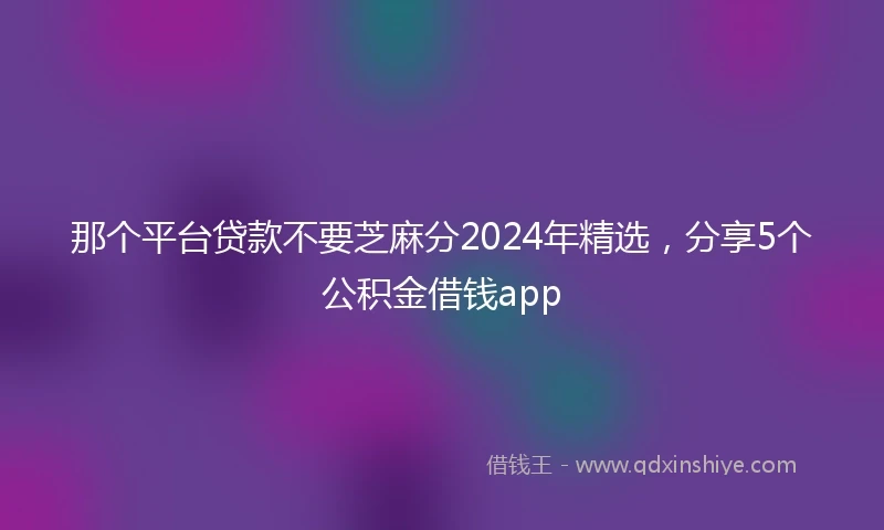 那个平台贷款不要芝麻分2024年精选，分享5个公积金借钱app